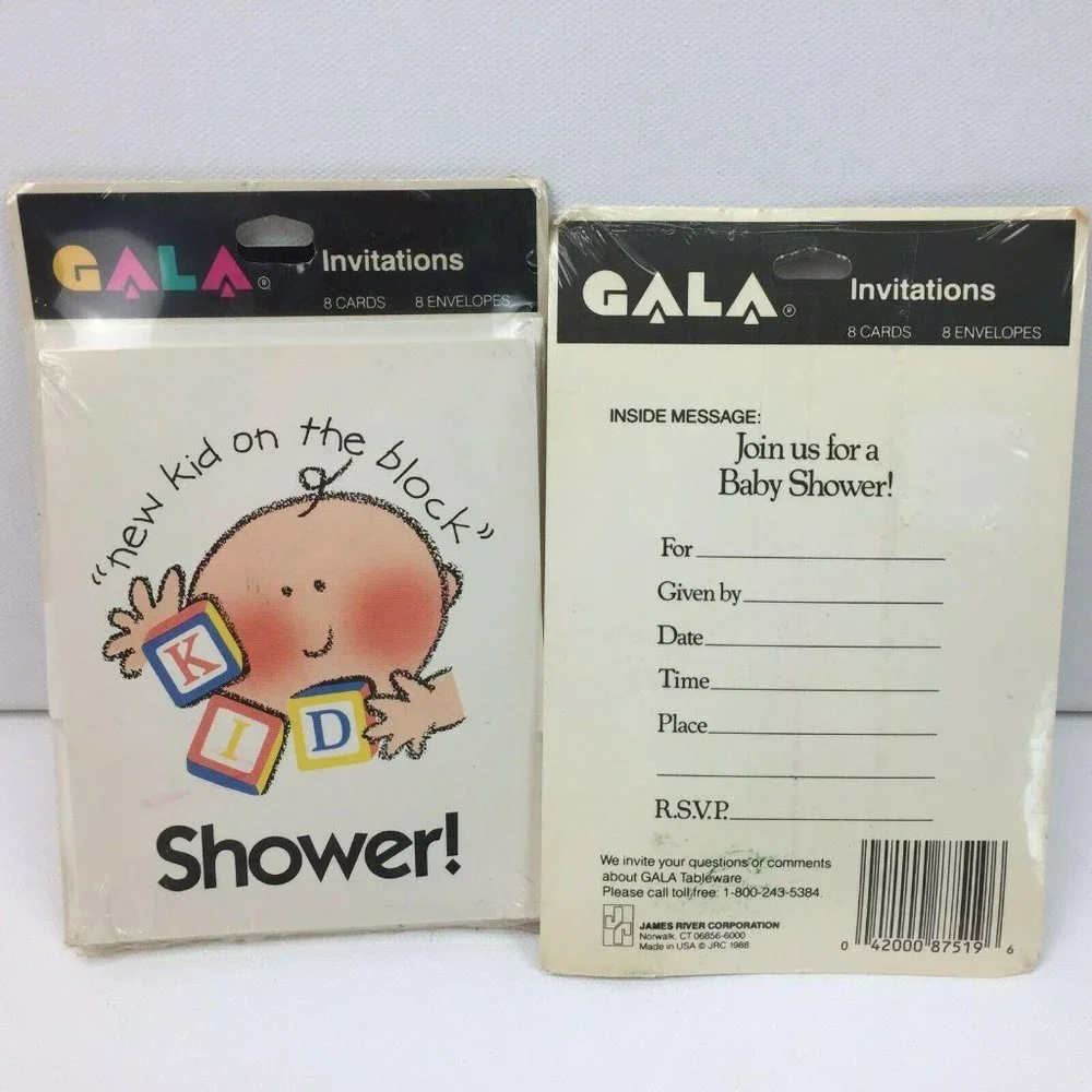 Vintage 90's Baby Shower Party Supplies Cups Plates and Party Invites